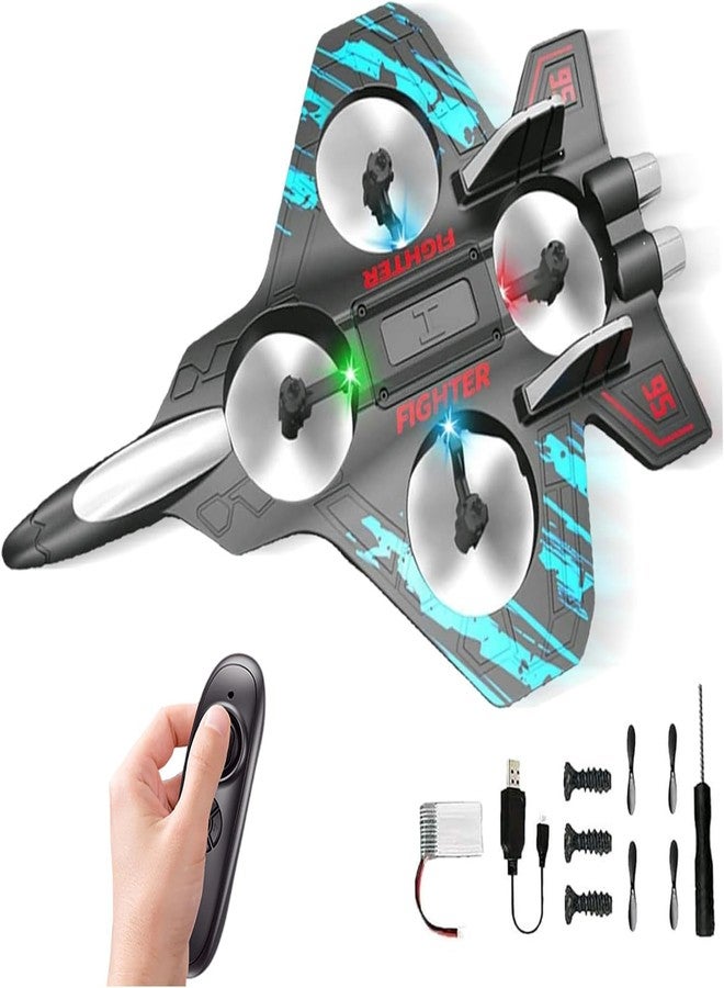Magicwand 4 Rotor EPP Foam Jet Fighter Stunt RC Airplane with Automatic Balance System, for Beginners Aircraft Fighter with LED Lights【Random Color】【Pack of 1 RC Plane】 - Image 1